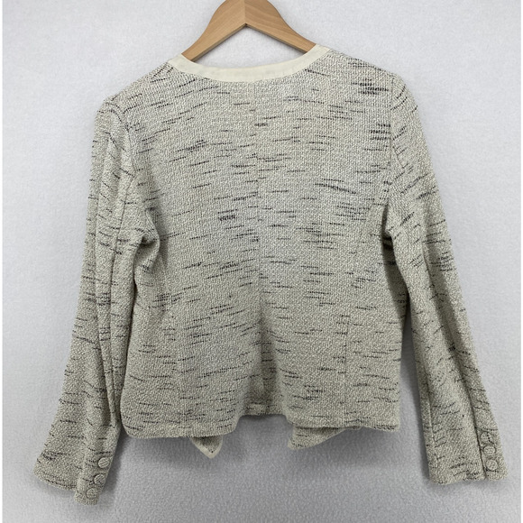 EILEEN FISHER Jacket S Tweed Blazer Cardigan Draped Open Front Off White - Picture 4 of 14